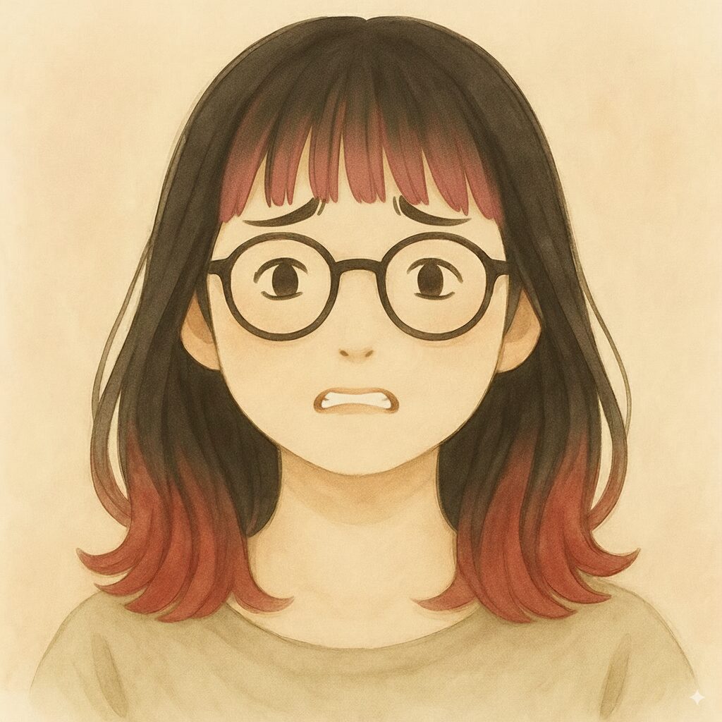 おタネ　困り顔